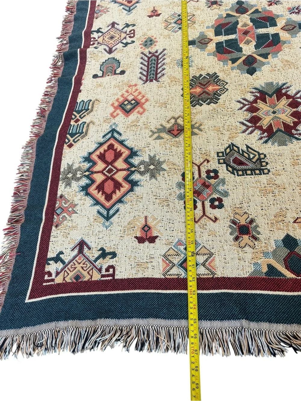 Vintage La Cotonniere D'Alsace Aztec Southwest Tapestry Throw Blanket USA
